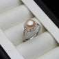 SALY 925 Sterling Silver Ring With Pearls Woman,Resizable Real Natural Freshwater Grey Pearl Rings Fine Jewelry
