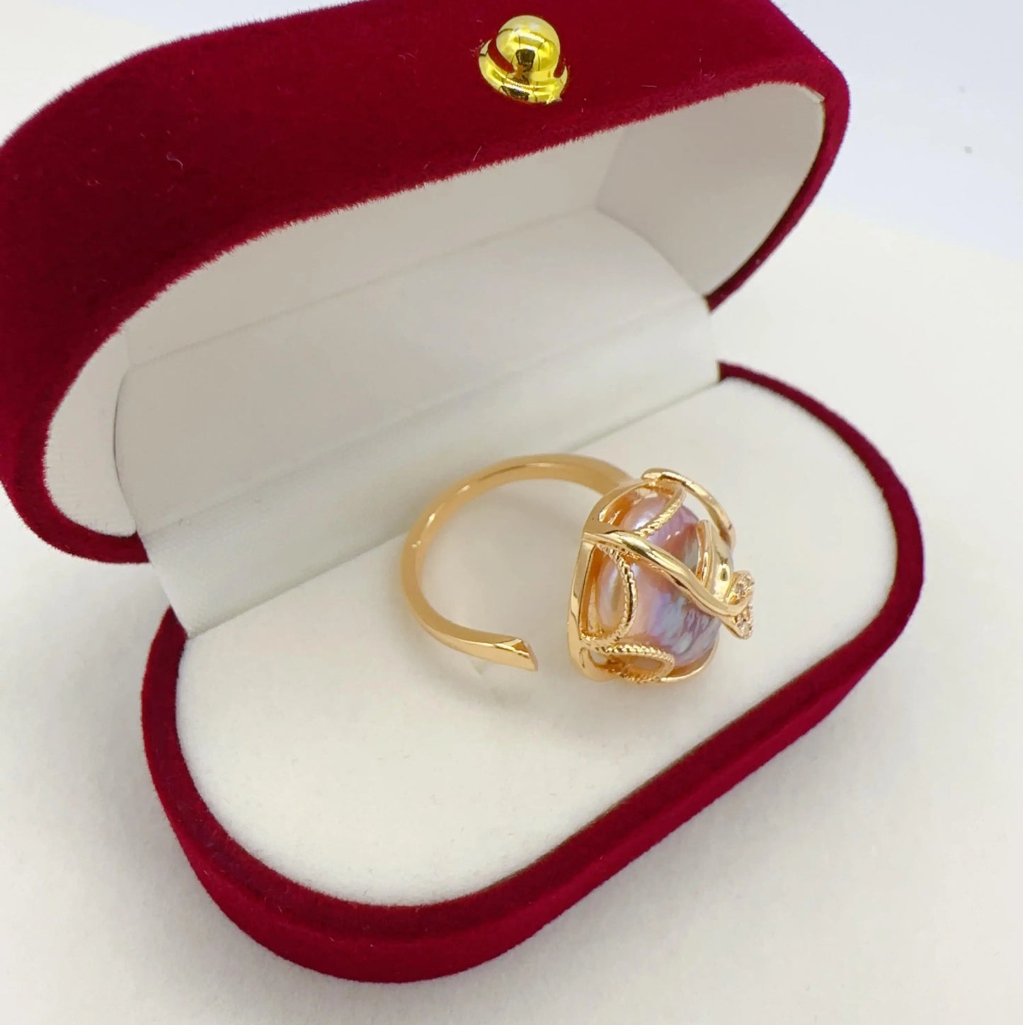 EZABELLA l 100% Real Natural Freshwater Pearl 18K Gold Plated Baroque Pearl Ring for Women Jewelry Wholesale