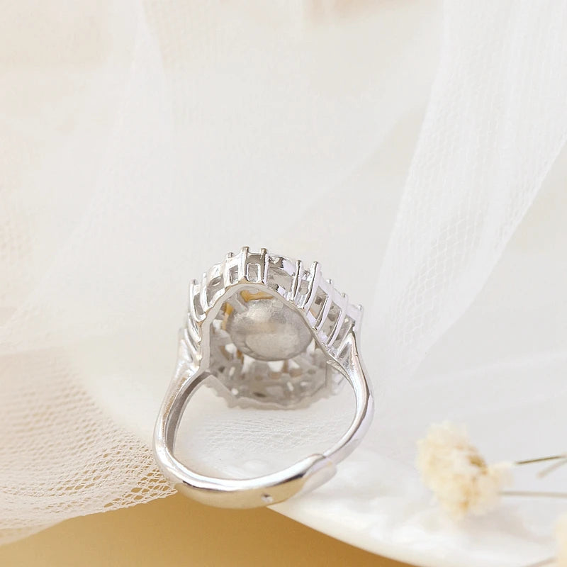 SALLY 925 Sterling Silver Ring Handmade Inlaid Natural Freshwater Pearl Opening Rings Creative Fashion Women Jewelry Gift