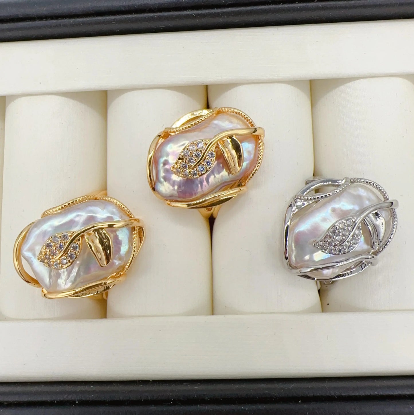 EZABELLA l 100% Real Natural Freshwater Pearl 18K Gold Plated Baroque Pearl Ring for Women Jewelry Wholesale